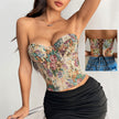Floral Print Tube Vest Top With Back-tied Design