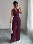 Sleeveless Blazer And Straight-leg Pants Two-piece Set