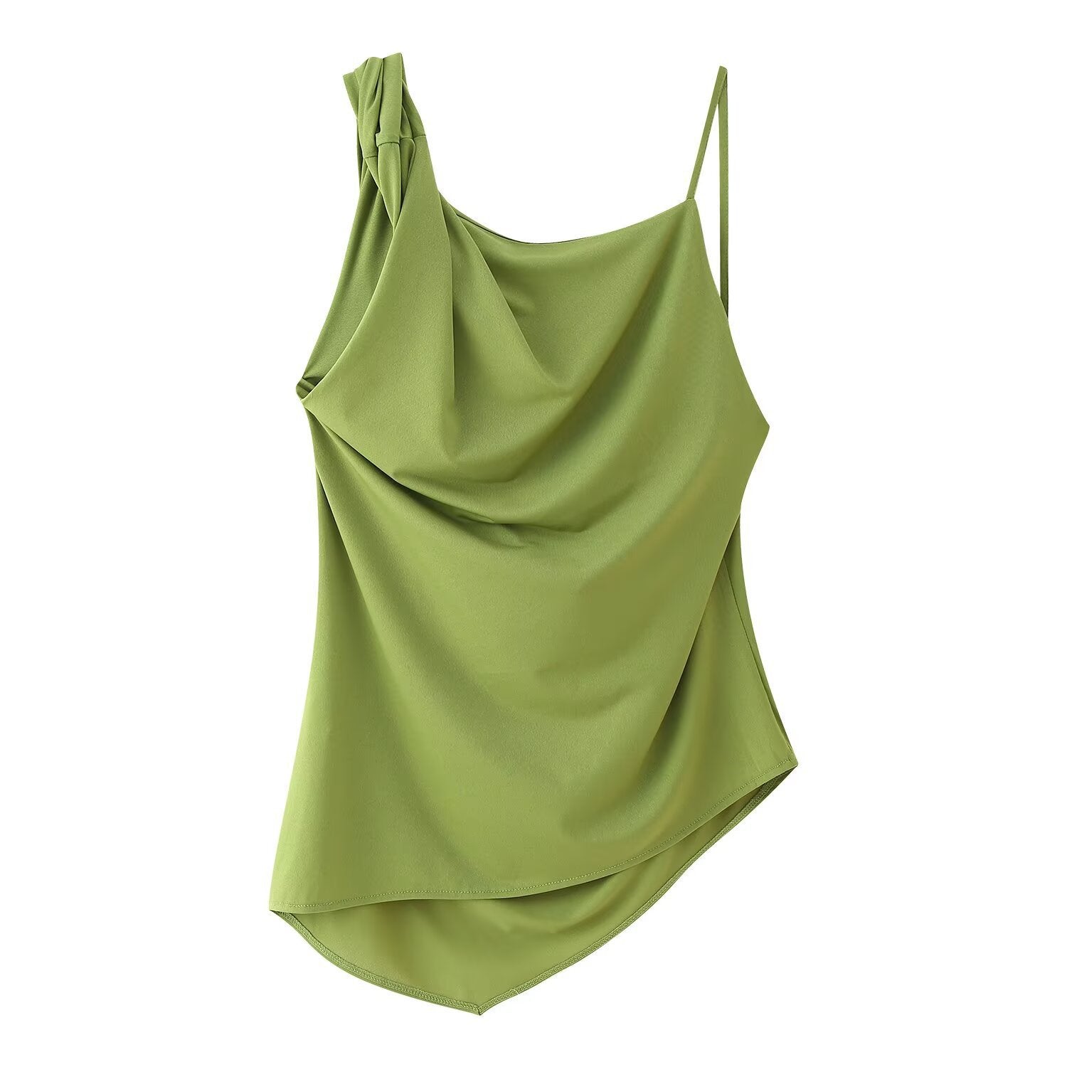 Women’s Asymmetrical Pleated Camisole & Wide-Leg Pants Set – Elegant 2-Piece Outfit