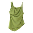 Women’s Asymmetrical Pleated Camisole & Wide-Leg Pants Set – Elegant 2-Piece Outfit