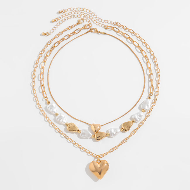 Irregular Metal Heart Pendant Necklace for Women