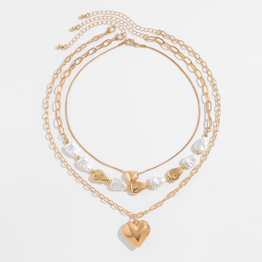 Irregular Metal Heart Pendant Necklace for Women
