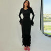 Elegant Slim Lace Long Sleeve Midi Dress for Women