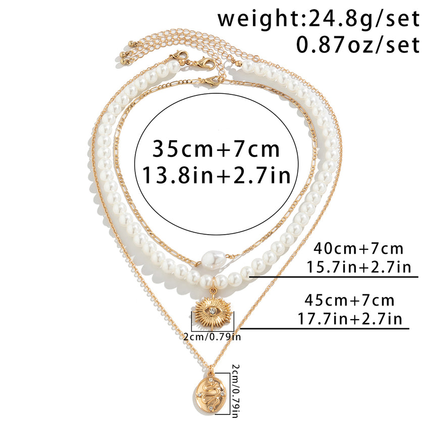 3-piece Set Of Starfish Shell Pearl Necklace