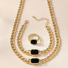 Geometric Square Chain Necklace Bracelet Ring Jewelry Set
