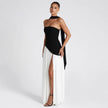Pure Color Split Backless Elegant Streamer Dress
