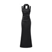 Elegant Strapless Square Neck Bodycon Dress – Pleated Waist Slim Fit Sheath Party & Clubwear for Women