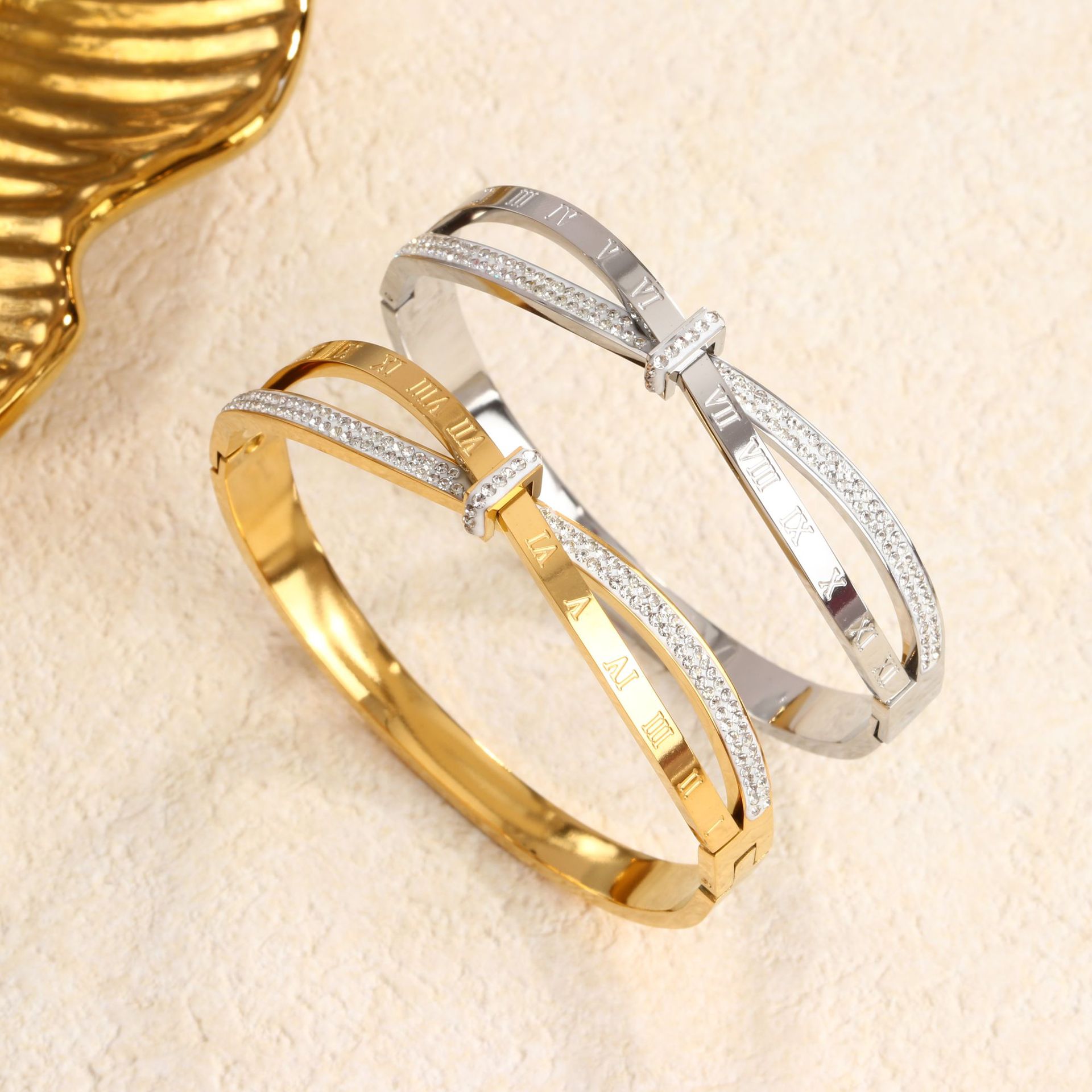 Trendy Titanium Steel Fade-proof Roman Numeral Bracelets