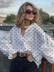 Loose Casual Polka-Dot Shirt With Front Buttons