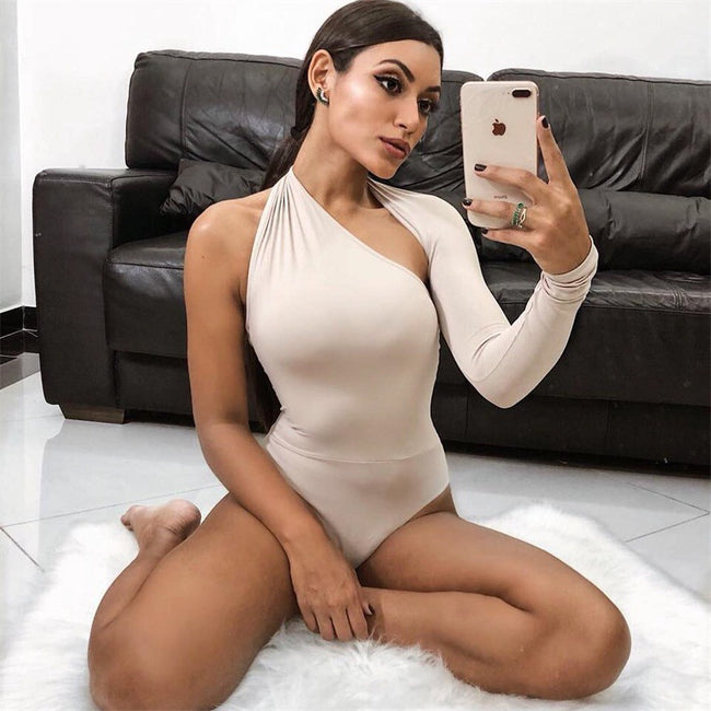 Sexy one-shoulder tight bodysuit
