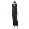 Women's Sexy Deep-V Lace Halterneck Lace-Up Dress