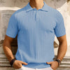 Men’s Casual Solid Color Short Sleeve Shirt – Loose Fit Lapel Summer Button-Up Top