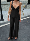 SpringSummer Resort-Style Camisole T-shirt And Pants Womens Outfit Set