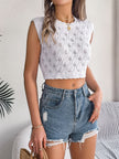 Women’s Leaf Hollow Out Cropped Knit Top – Summer Vacation Beach Crop Sweater