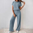 “Women’s Knitted Two-Piece Set – Loose Wide-Leg Pants & Matching Top”