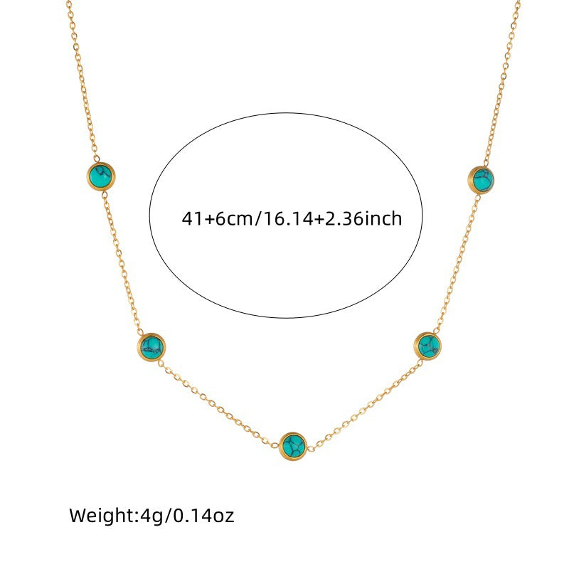 Retro Turquoise Blue Stainless Steel Jewelry Set