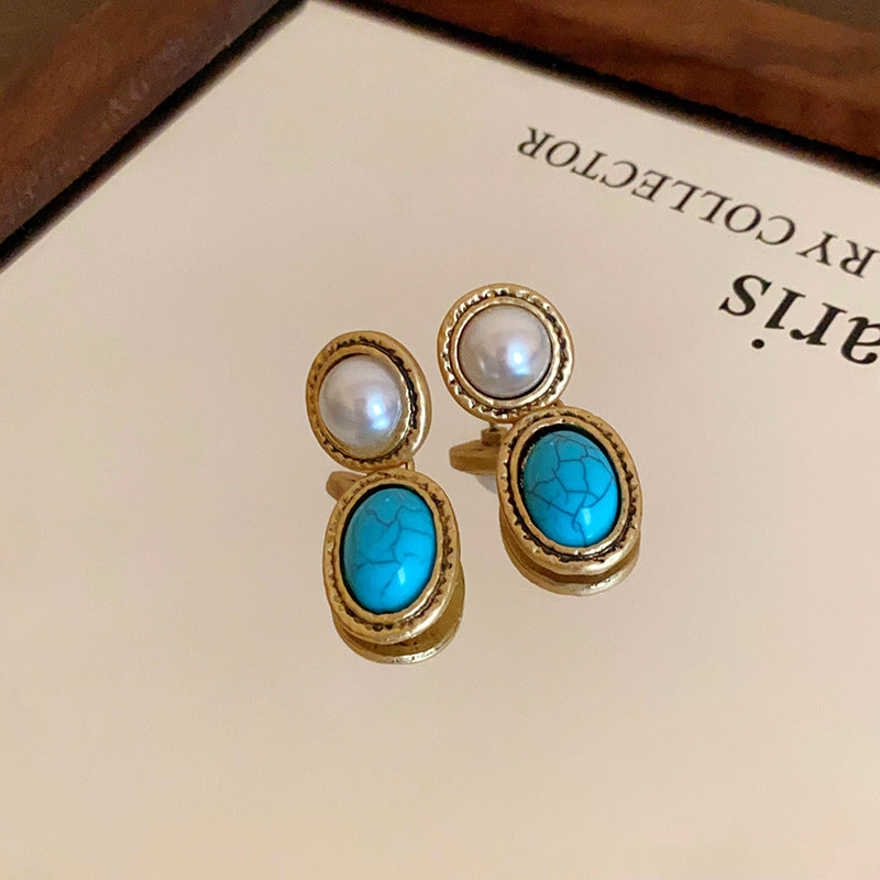 Fashionable Floral Round Geometric Necklace And Earring Set