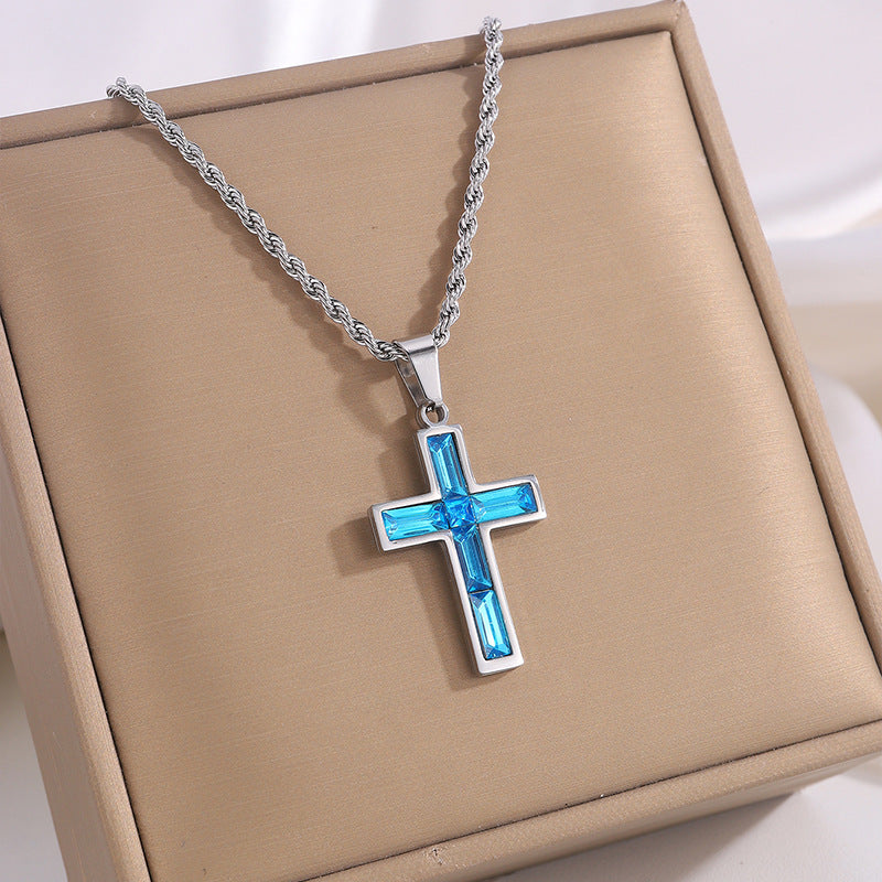 Style Diamond Cross Necklace Unique No Color Fading