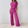 “Women’s Knitted Two-Piece Set – Loose Wide-Leg Pants & Matching Top”