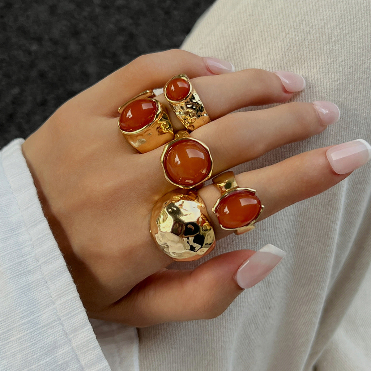 Stacked Gemstone Ring Set For Women