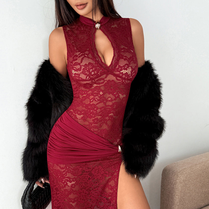 Women’s Sexy Sheer Lace Dress – Breathable Summer Nightwear & Beach Cover-Up