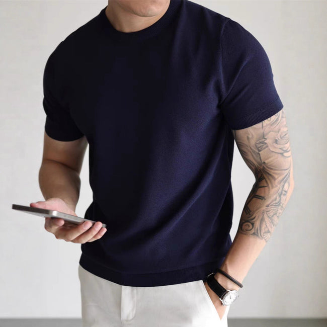 Casual Workwear T-shirt With A Small High Collar