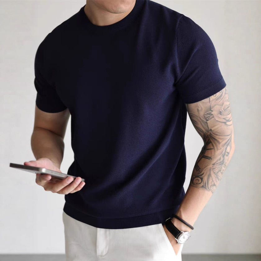 Casual Workwear T-shirt With A Small High Collar