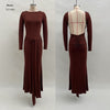 Solid Color Backless Dress for Women – Elegant Long Sleeve Autumn Slim Fit Dress