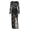 Women’s Elegant Sheer Long Dress with Slit – Sexy See-Through Maxi Evening Party Dress