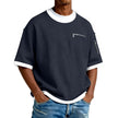 Men’s Crew Neck Contrast Color T-Shirt – Lightweight Casual Short Sleeve Summer Tee for Men