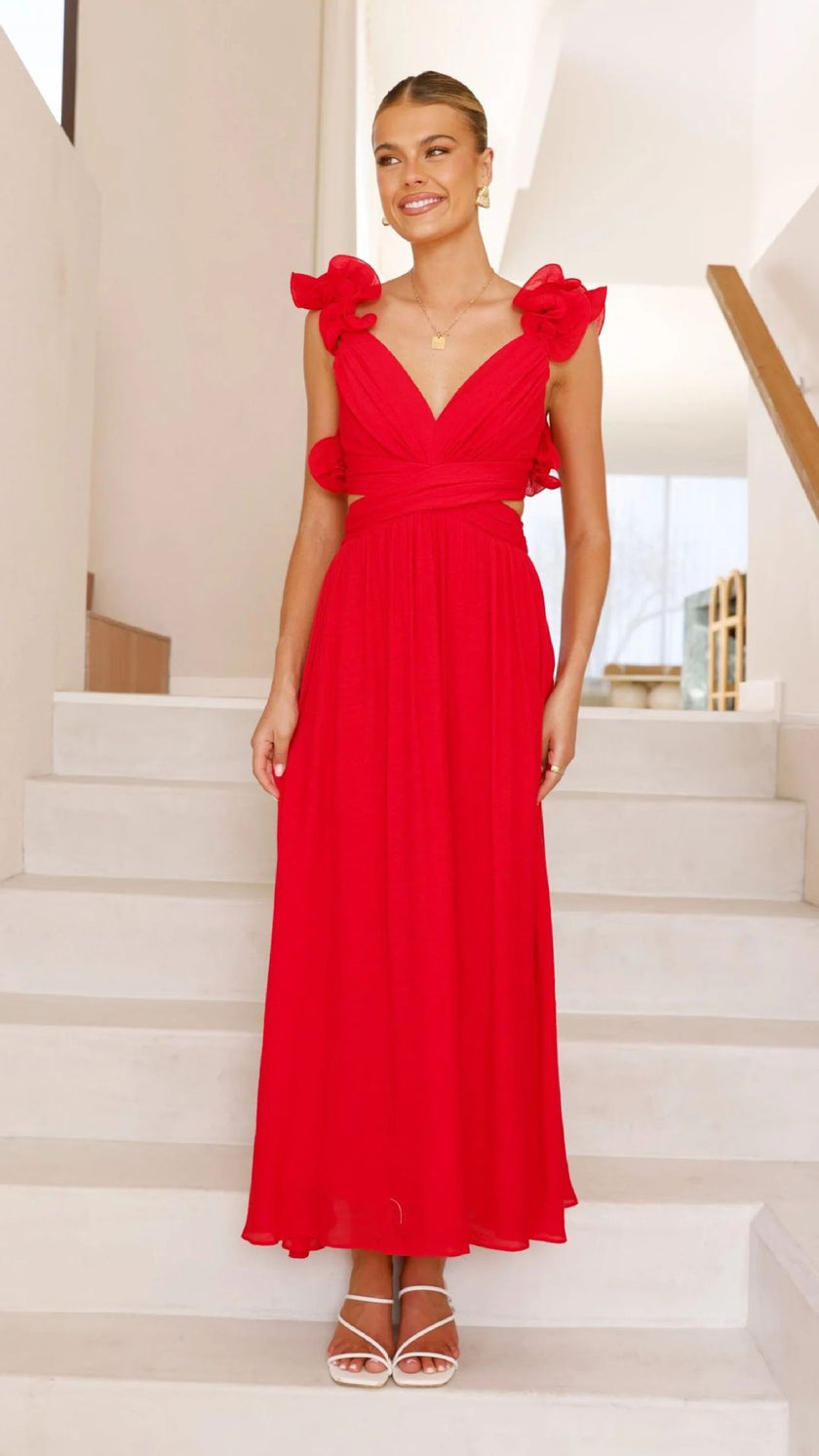 Women’s Floral Chiffon Backless Cross-Strap Dress