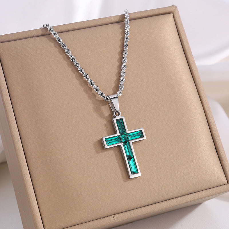 Style Diamond Cross Necklace Unique No Color Fading