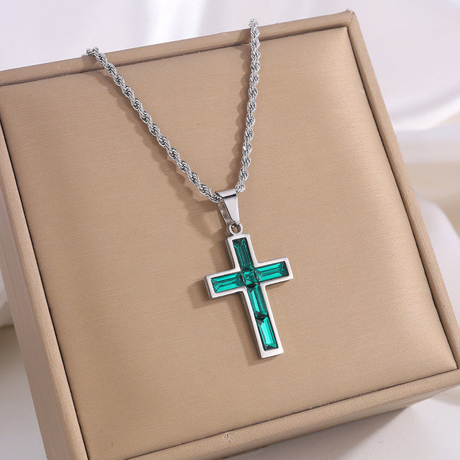 Style Diamond Cross Necklace Unique No Color Fading
