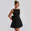 Fashion Big-Bowed Pearls Backless Dress