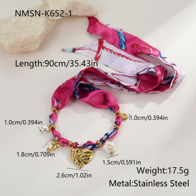 Colorful Silk Scarf Series Love Pendant Necklace