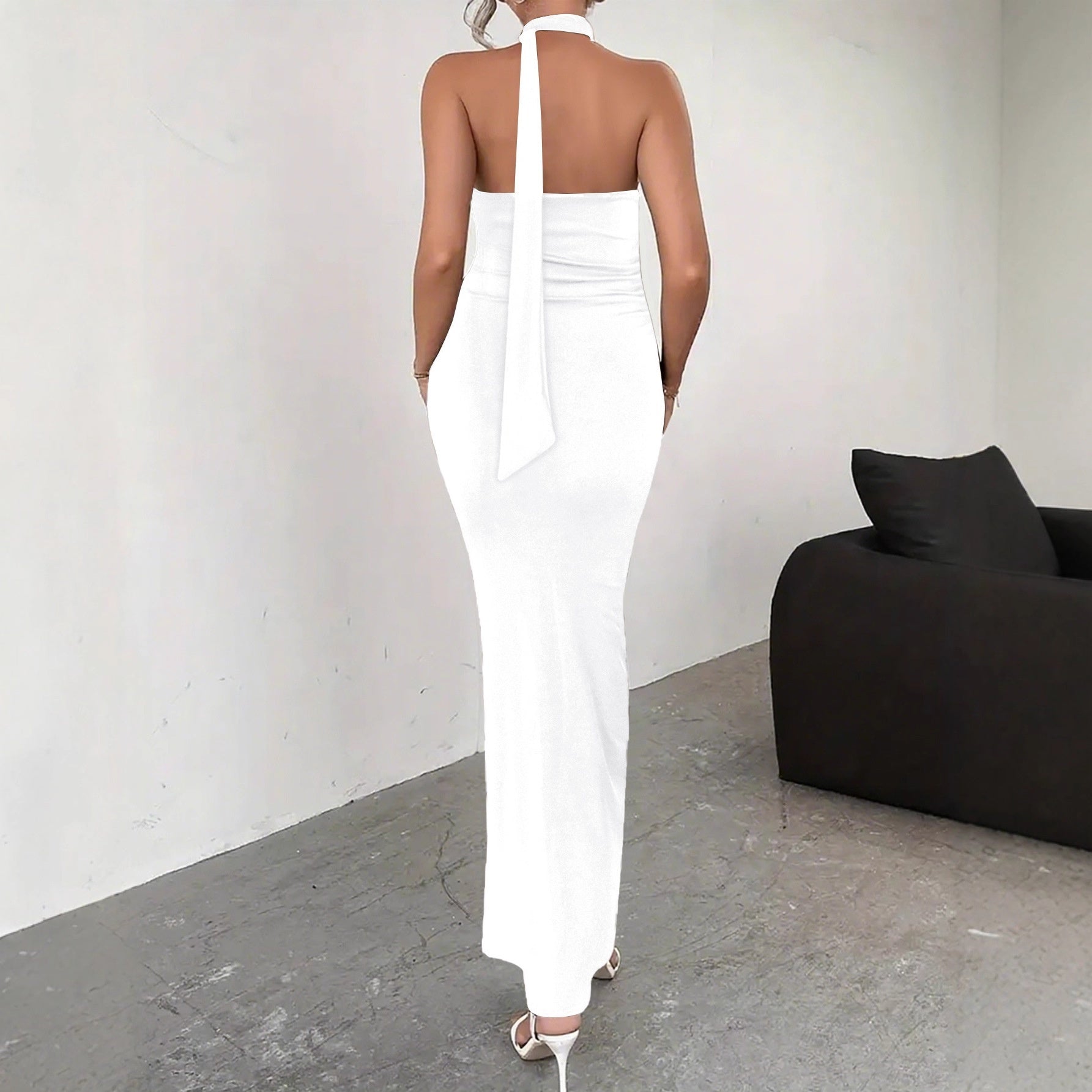 Sexy Backless Lace Up High Slit Sleeveless Dress