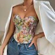 Floral Print Tube Vest Top With Back-tied Design