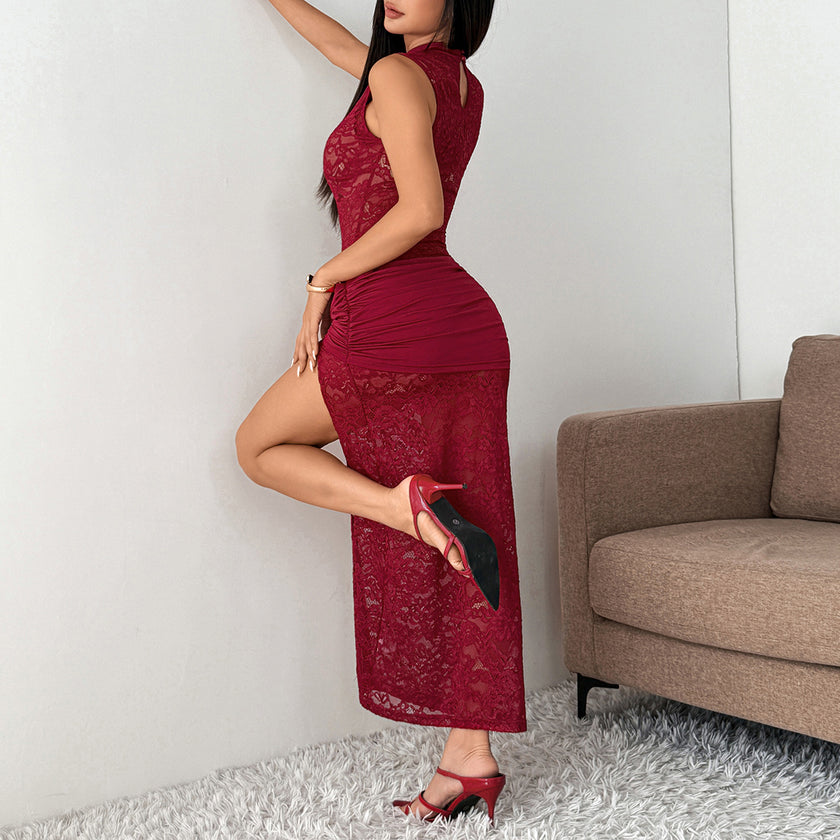 Women’s Sexy Sheer Lace Dress – Breathable Summer Nightwear & Beach Cover-Up