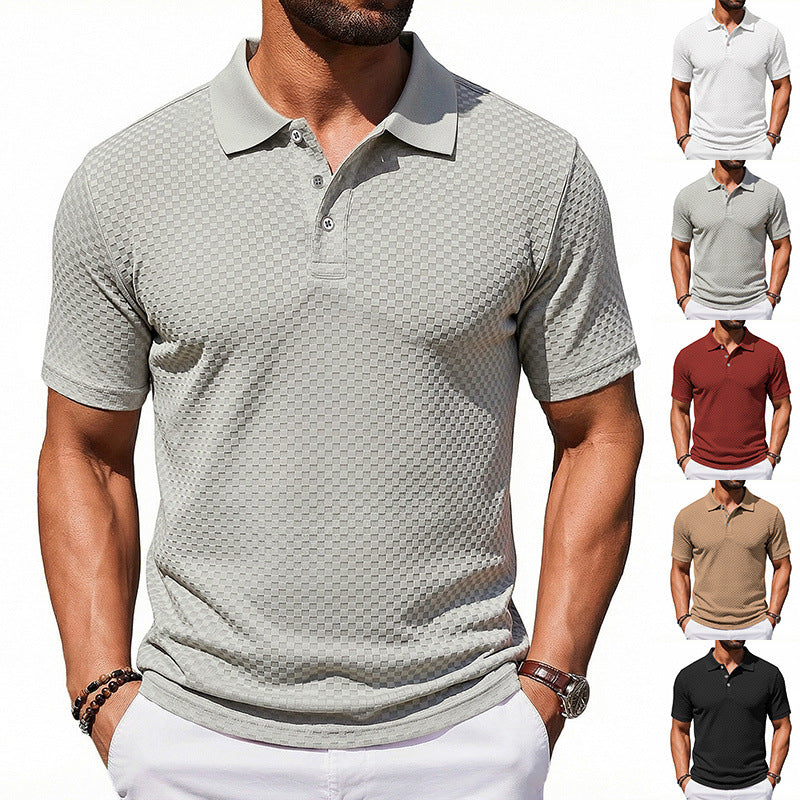 Men’s Plaid Polo Shirt – Breathable Casual Collared Short Sleeve T-Shirt