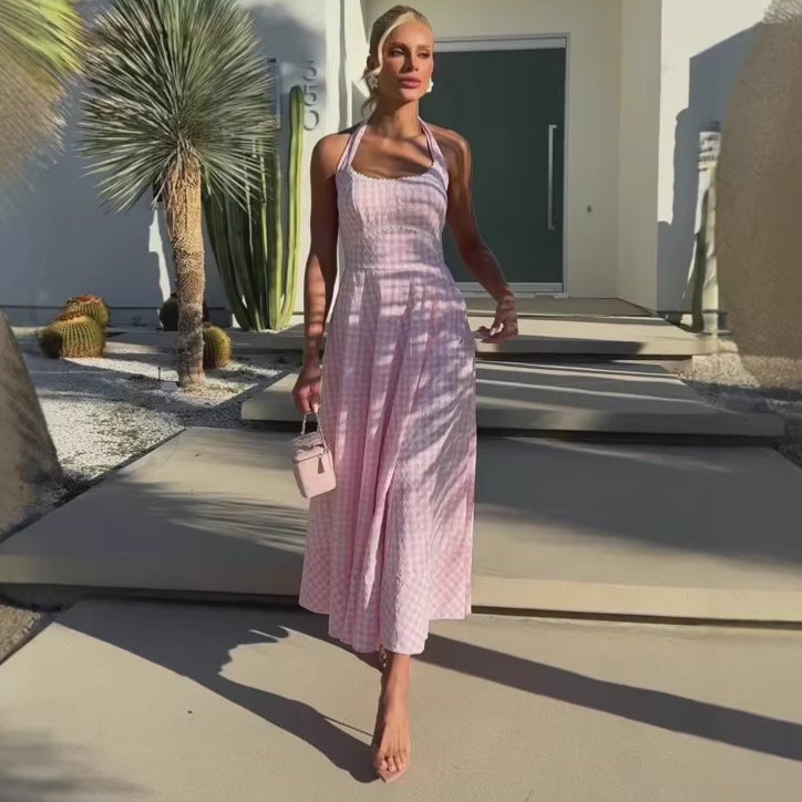 Women’s French Style Beach Maxi Slip Dress – Elegant Summer Vacation Spaghetti Strap Long Dress