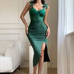 Fishbone Shaping High-Slit Bodycon Bandage Dress