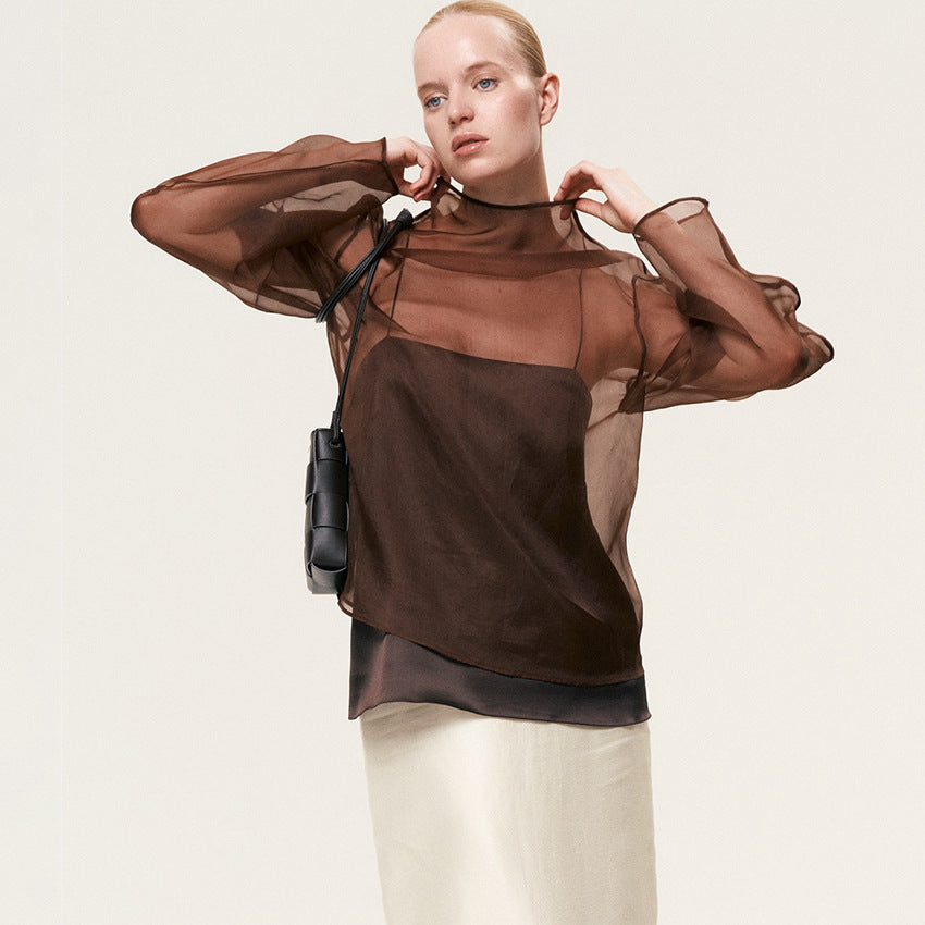 Sexy Sheer Mesh Long-Sleeve Shirt