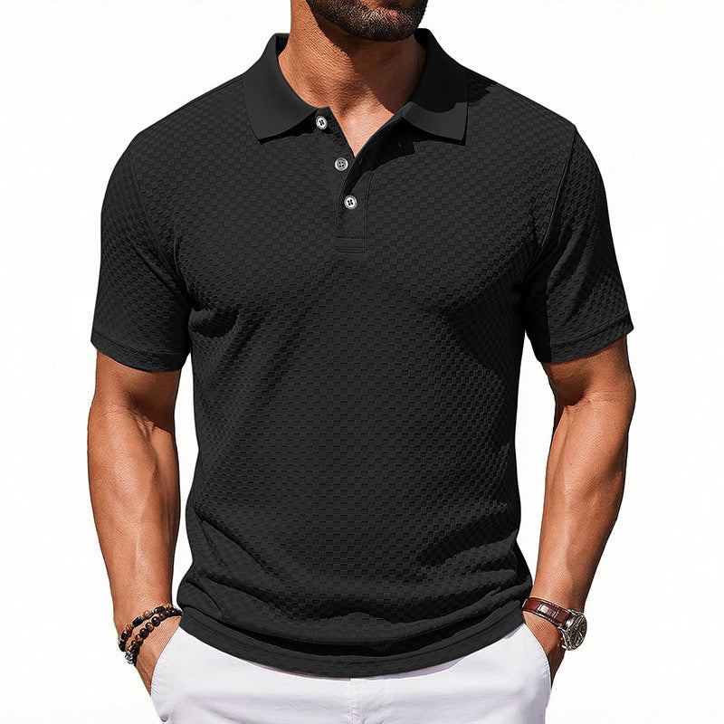 Men’s Plaid Polo Shirt – Breathable Casual Collared Short Sleeve T-Shirt
