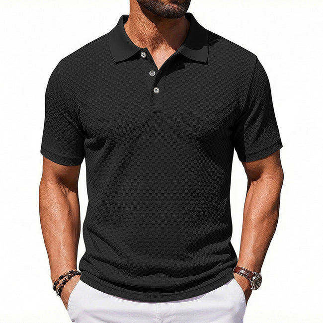 Men’s Plaid Polo Shirt – Breathable Casual Collared Short Sleeve T-Shirt