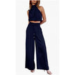 “Women Summer 2-Piece Set – Sleeveless Crop Top & Wide Leg Pants Casual Outfit”