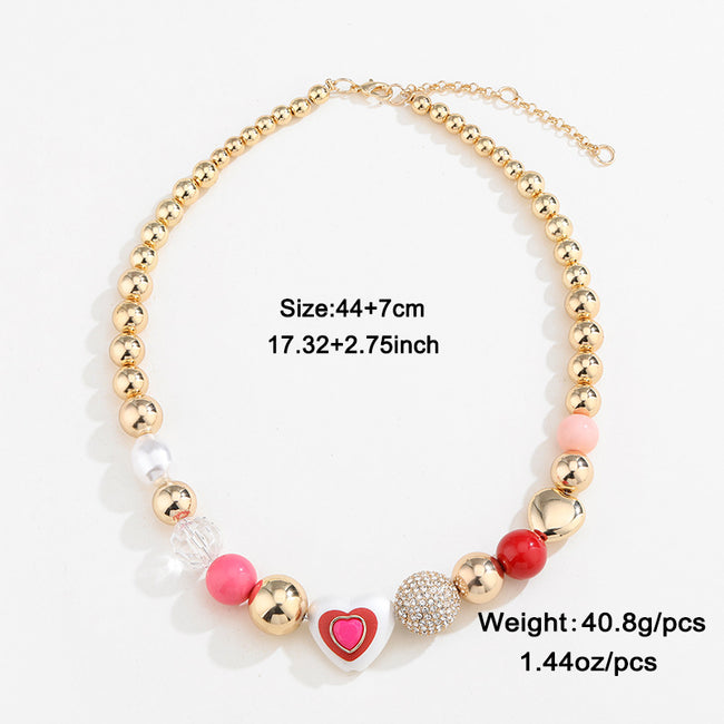 Heart Peach Pearl Combination Bracelet Suit