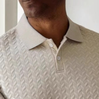 Men’s Textured Polo Shirt – Casual Short Sleeve Collared Summer Top