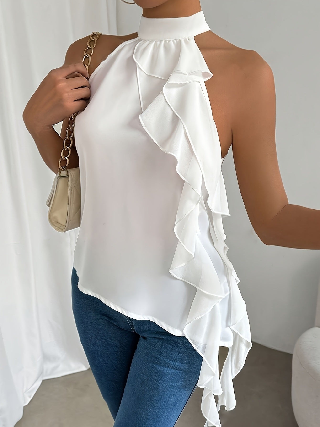 Women’s Boho Style Halter Neck Backless Sleeveless Tank Top