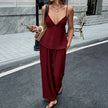 SpringSummer Resort-Style Camisole T-shirt And Pants Womens Outfit Set