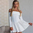 Womens Solid-Color Fashion Strapless Long-Sleeve Dress